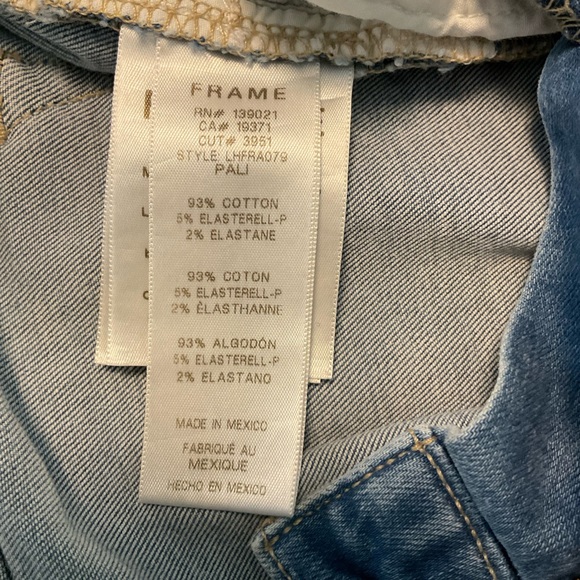 Frame High Rise Blue Denim Flare Raw Edge Leg Jeans with Stretch, Size 27 - Picture 11 of 16